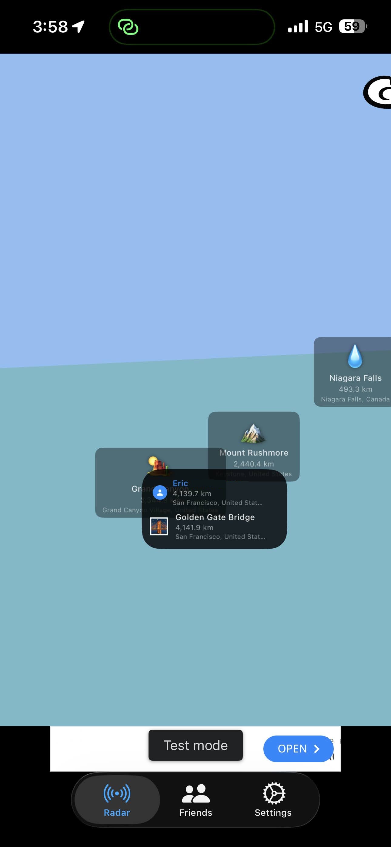 Landmarks and friends list